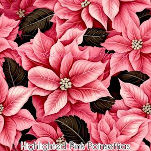 Highlighted Pink Poinsettias - Fabric