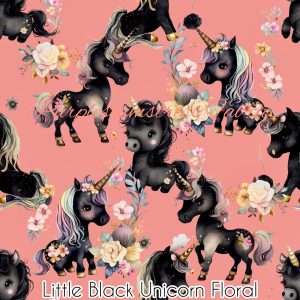 Little Black Unicorn Floral - Fabric