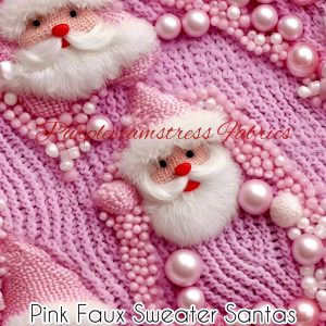 Pink Faux Sweater Santas - Fabric