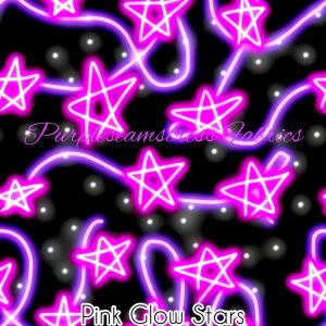 Pink Glow Stars - Fabric