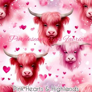 Pink Hearts & Highlands - Fabric
