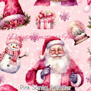 Pink Santa Splatter - Fabric