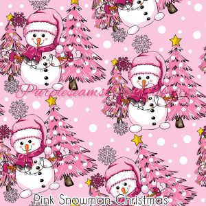Pink Snowman Christmas - Fabric
