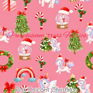 Pink Unicorn Christmas - Fabric