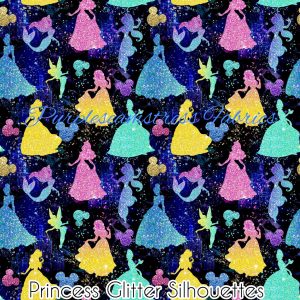 Princess Glitter Silhouettes - Fabric
