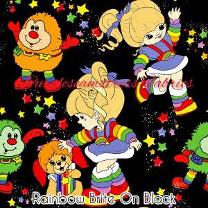 Rainbow Brite on Black - Fabric