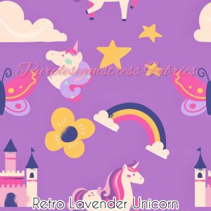 Retro Lavender Unicorns - Fabric