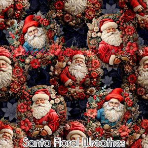 Santa Floral Wreaths - Fabric