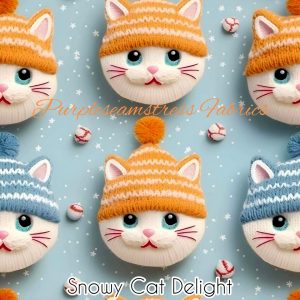 Snowy Cat Delight - Fabric