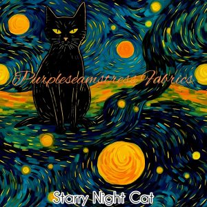 Starry Night Cats - Fabric