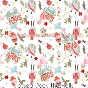 Tossed Deck the Halls cotton Lycra - Fabric