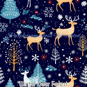 Winter Deer Forest - Fabric