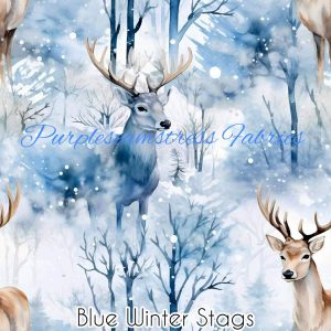 Blue Winter Stags - Fabric