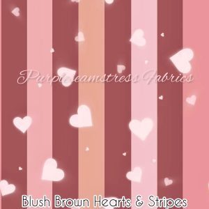 Blush Brown Hearts & Stripes - Fabric