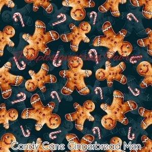 Candy Cane Gingerbread Men - Fabric