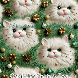 Cats in the Christmas Tree - Fabric