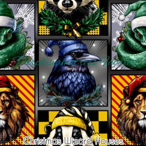 Christmas Wizard Houses - Fabric