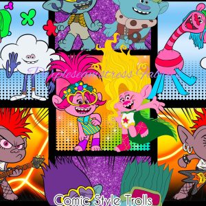 Comic Style Trolls - Fabric