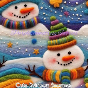 Cute Rainbow Snowmen - Fabric