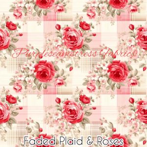 Faded Plaid & Roses - Fabric