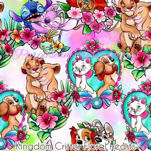 Kingdom Critter Floral Hearts - Fabric