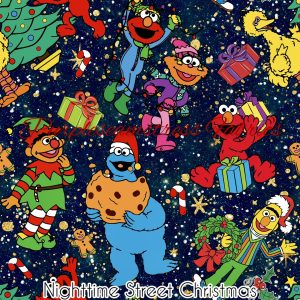 Nighttime Street Christmas - Fabric