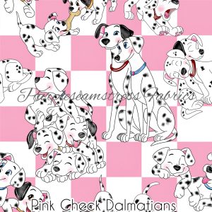 Pink Check Dalmatians - Fabric