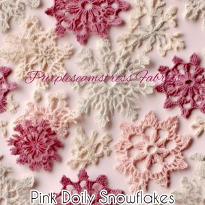 Pink Doily Snowflakes - Fabric