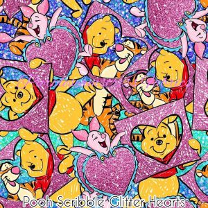 Pooh Scribble Glitter Hearts - Fabric