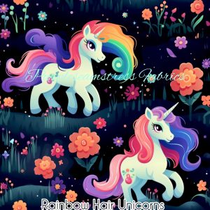 Rainbow Hair Unicorns - Fabric
