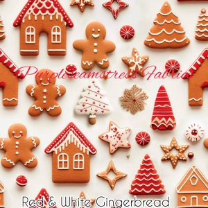 Red & White Gingerbread - Fabric