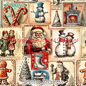 Santa Stamps - Fabric