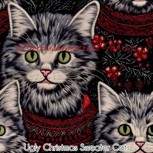 Ugly Christmas Sweater Cats - Fabric