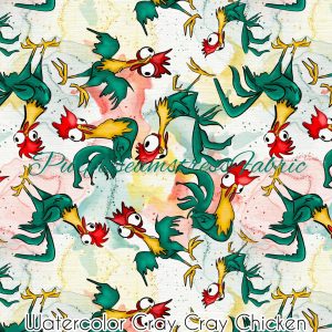 Watercolor Cray Cray Chicken - Fabric