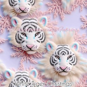 White Tiger Christmas - Fabric
