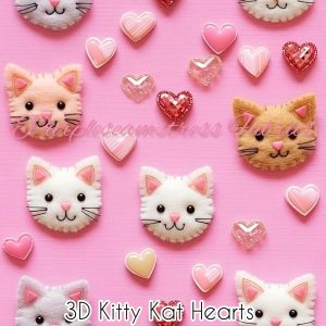 3D Kitty Kat Hearts - Fabric