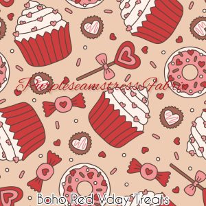 Boho Red Vday Treats - Fabric