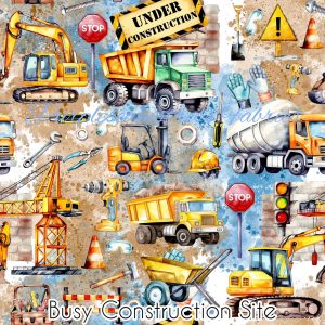 Busy Construction Site - Fabric