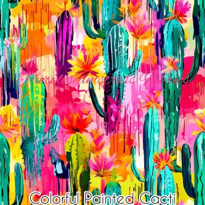 Colorful Painted Cacti - Fabric