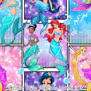 Comic Style Princess Mermaids - Fabric
