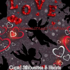 Cupid Silhouettes & Hearts - Fabric