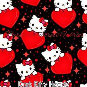 Dark Kitty Hearts - Fabric