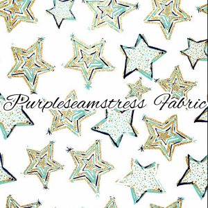 Glitter Stars on White - Fabric