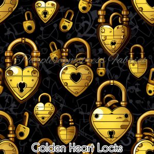 Golden Hearts Locks - Fabric