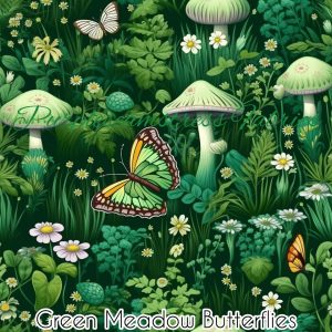 Green Meadow Butterflies - Fabric