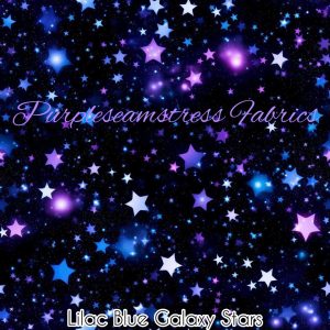 Lilac Blue Galaxy Stars - Fabric