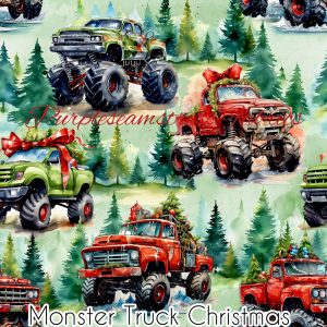 Monster Truck Christmas - Fabric
