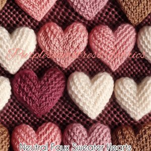 Neutral Faux Sweater Hearts - Fabric