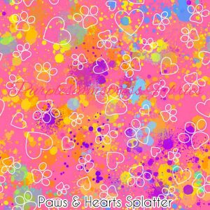 Paws & Hearts Splatter - Fabric