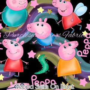 Peppa Swirls on Black - Fabric